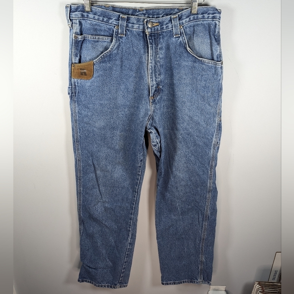 Y2K Riggs by wrangler Workwear rugged utility work carpenter denim jeans 36x34 - Picture 2 of 9